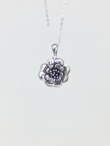 Anemone flower blossom sterling silver pendant