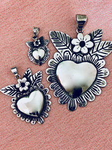 Milagro heart pendant medium size sterling silver