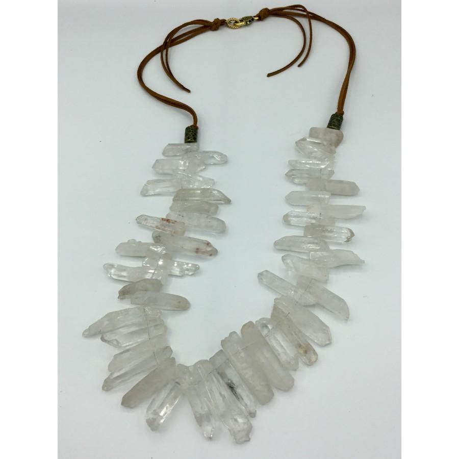 Organic Crystal and Leather Necklace