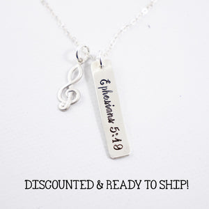 "Ephesians 5:19" Necklace / Charm - Sterling Silver - DISCOUNTED & READY TO SHIP