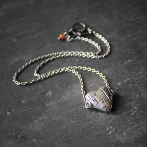 Survivor's Heart.  Rustic Pewter Heart Necklace.