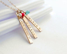 Load image into Gallery viewer, Personalized gift for mom, Mothers necklace, Kids name necklace, Vertical bar necklace, Custom name Bridesmaids necklace, Mothers day gift