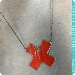 Red X Roman Numeral 10 Upcycled Tin Necklace Tin Anniversary Gift