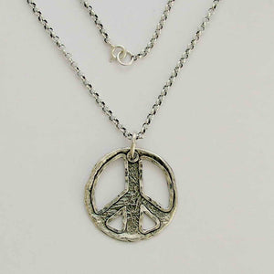Peace necklace, Simple necklace, casual necklace, sterling silver necklace, peace charm pendant, peace pendant - Make love not war N4554A