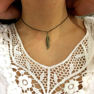 Feather necklace, Minimalist necklace, dainty pendant necklace, charm necklace, Layering Necklace, Gift for her, brass feather - AFN 102