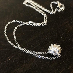 Minimalist silver necklace, dainty pendant necklace, ball necklace, Layering Necklace, silver Choker, tiny bead nugget pendant  - AFN 103