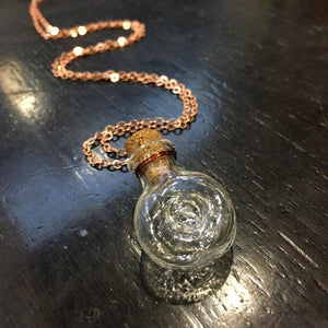Miniature Bottle pendant, bottle pendant necklace, rose gold chain, Vial Necklace, bottle necklace, Layering Necklace - AFN 104 1