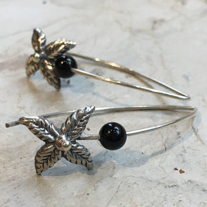 Black onyx leaf earrings - Discovery E8062