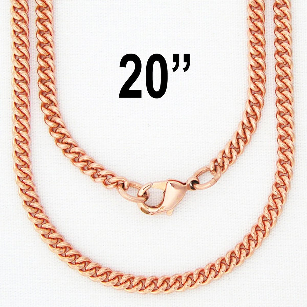 Fine 20-inch Copper Cuban Curb Chain Necklace NC71, Perfect Lightweight Solid Copper 20
