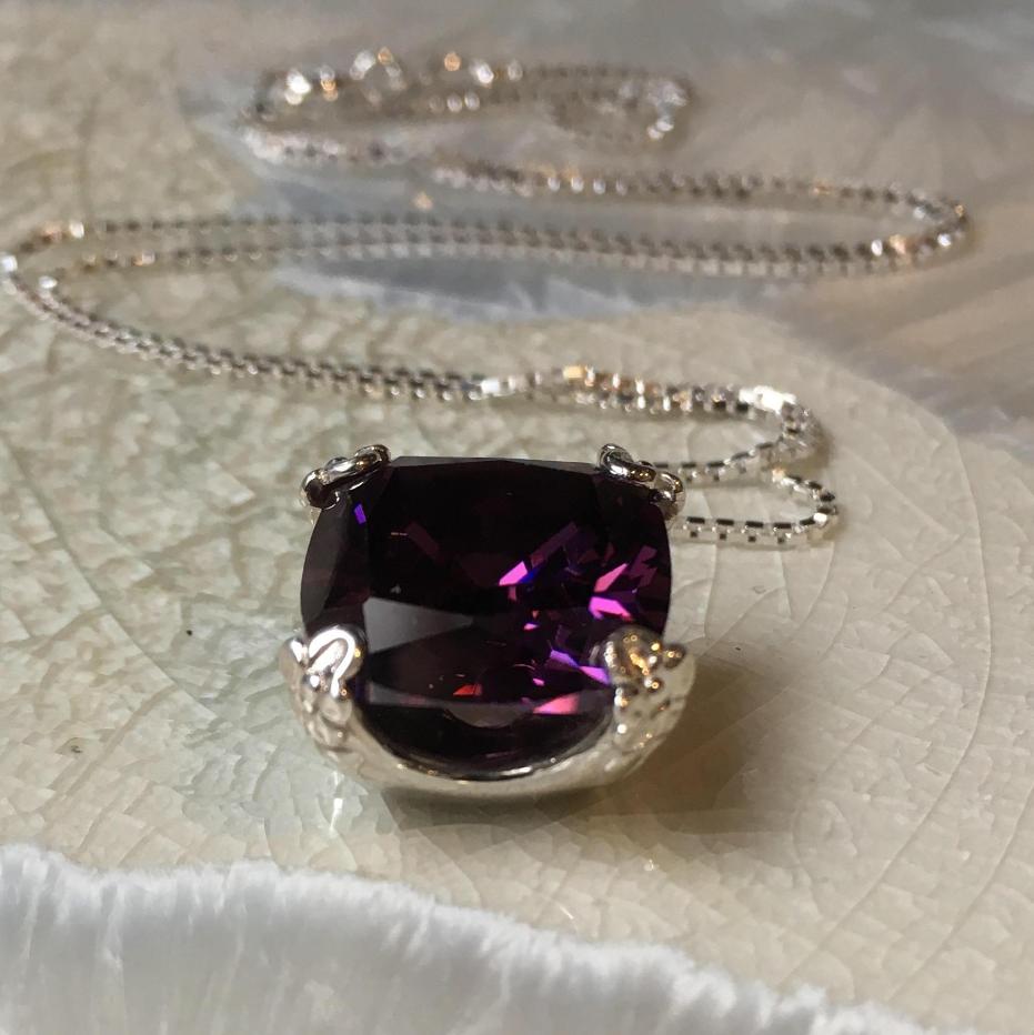 Amethyst floral silver necklace - Hello spring N2039