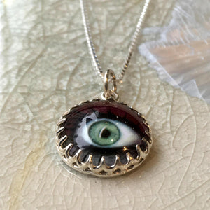 Eye necklace, Eye pendant, Evil eye jewelry, Layering Necklace, simple necklace, sterling silver necklace, funky necklace - look at me N2102