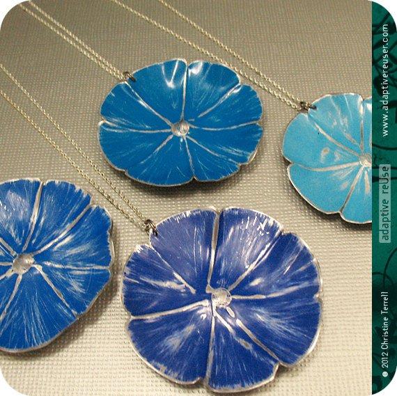 Blue Flower Zero Waste Tin Necklace