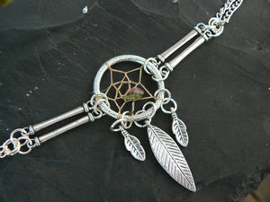 dreamcatcher bracelet silver tone with tourmaline tribal inspired