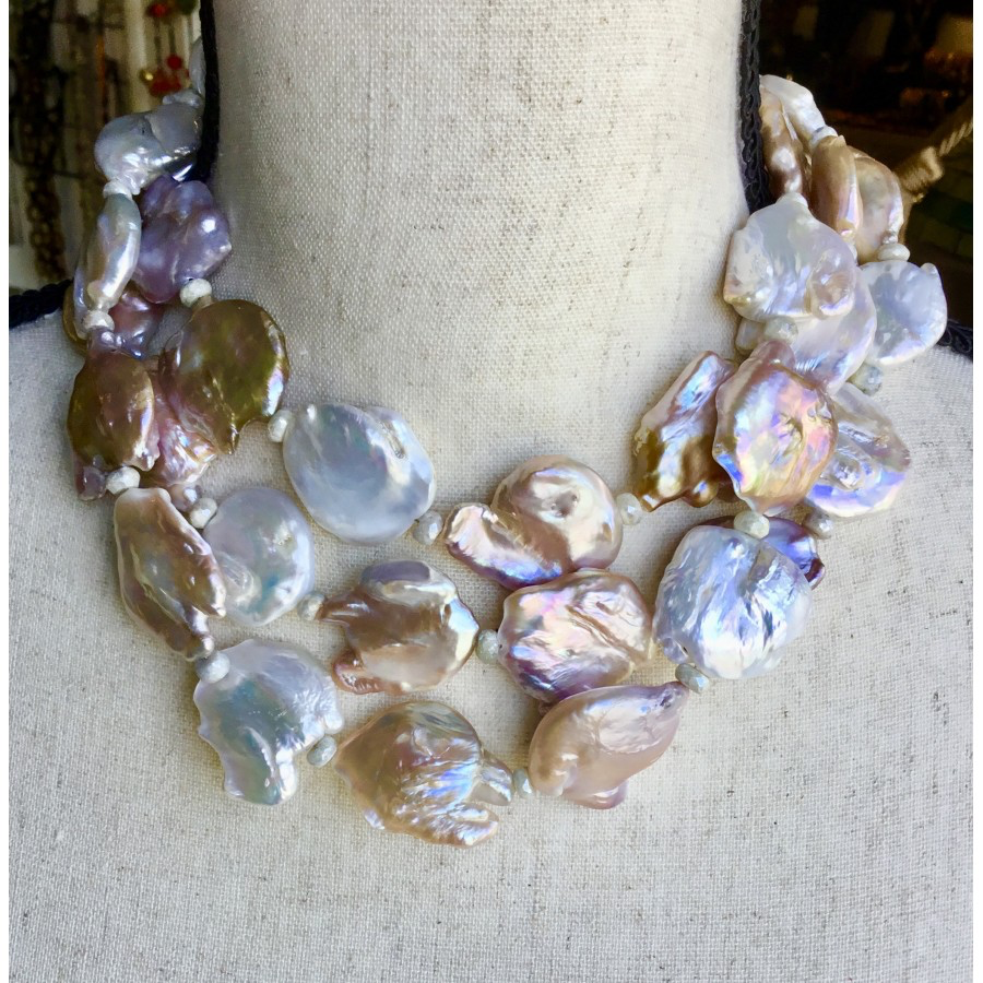 Triple Strand of Coin Pearl Necklace