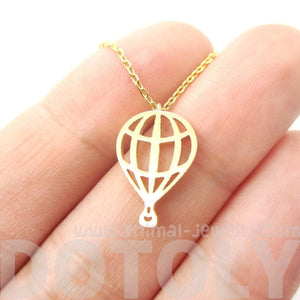 Miniature Hot Air Balloon Shaped Cut Out Charm Necklace in Gold | DOTOLY