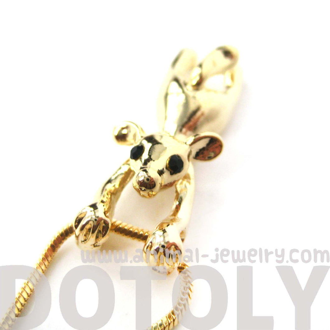 Mouse Dangling Off The Edge Pendant Necklace in Gold | Animal Jewelry