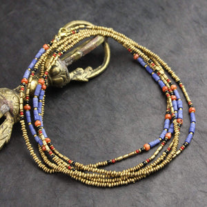 Lapis and Gold Long Wrap Necklace