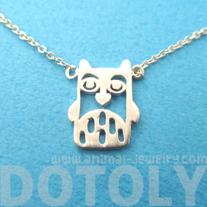 Owl Bird Cut Out Shaped Pendant Necklace in Silver | Animal Jewelry