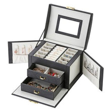 Load image into Gallery viewer, Casegrace New Jewelry Box Large Capacity Leather Storage Jewelry Box Earring Ring Necklace with Mirror Watch Jewelry Organizer