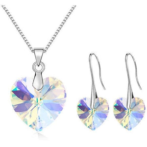 Original Crystals From SWAROVSKI Heart Pendant Necklaces Earrings Jewelry Sets For Women & Girls