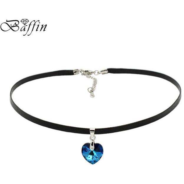 Heart Pendant Choker Necklace Crystals From SWAROVSKI Elements Rope Chain Collier For Women, ideal Birthday or Mother’s Day Gift!