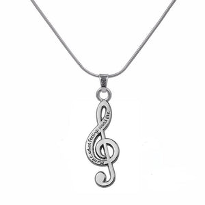 My Shape Art Attack Burnished Silver Plated Treble Clef Music Is What Feelings Sound Like music Lover Gift women chain necklace