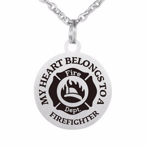 30mm Firefighter Plates 316L Stainless Steel Pendants Necklaces for Women