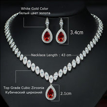 Load image into Gallery viewer, CWWZircons High Quality Cubic Zirconia Wedding Necklace and Earrings Luxury Crystal Bridal Jewelry Sets for Bridesmaids T109