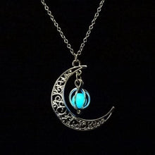 Load image into Gallery viewer, Glow In the dark Necklace Moon shape Hollow with ball Luminous  Pumpkin Pendant Necklace Valentine Halloween #20