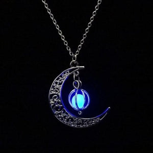 Glow In the dark Necklace Moon shape Hollow with ball