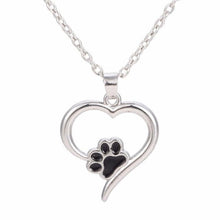 Load image into Gallery viewer, Pet Memorial Jewelry Always in my Heart Dog Cat Foot Pet Paw Print Heart Pet Lover Pendant Necklace Animal Keepsake