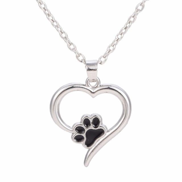 Pet Memorial Jewelry Always in my Heart Dog Cat Foot Pet Paw Print Heart Pet Lover Pendant Necklace Animal Keepsake
