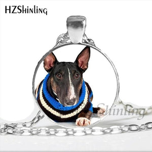 NS-00793 Bull Terrier Dog Cute Animal Photo Glass Necklace Steampunk Silver Long Chain Pendant Jewelry Best Gift For Friend HZ1