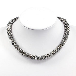 2016New chokers  trendy match crystal choker necklace women jewelry big handmade Weaving beads jewelry statement necklace