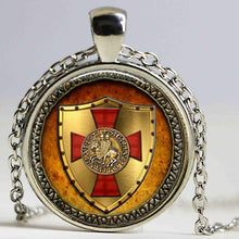 Load image into Gallery viewer, 1pcs The Knights Templar pendant jewelry Glass Cabochon Necklace HZ1