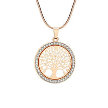 Load image into Gallery viewer, Tree of Life Crystal Round Small Pendant Necklace Gold Silver Colors Bijoux Collier Elegant Women Jewelry Gifts