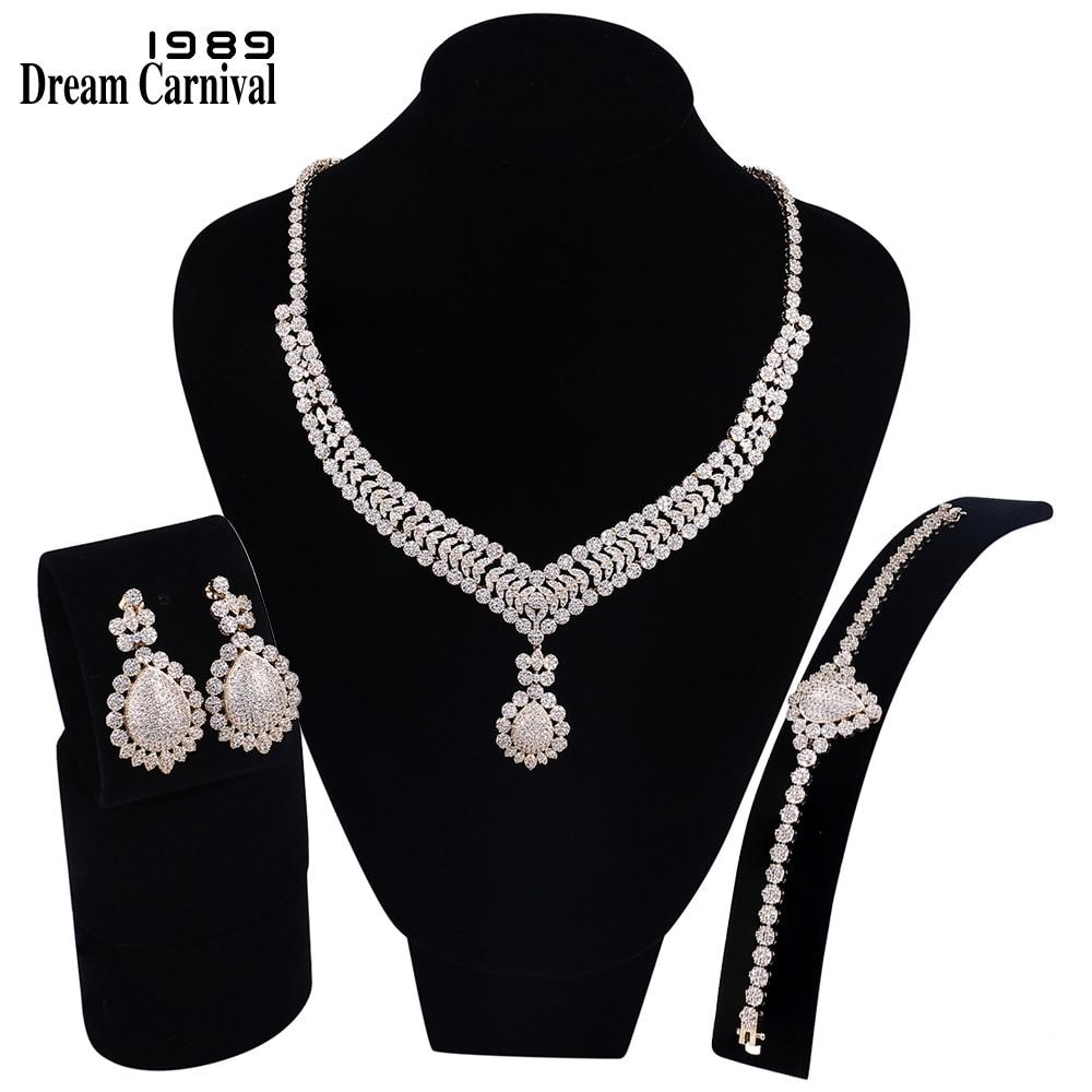 New Luxury Clear White Cubic Zirconia Baguette Stones Design 3 pieces Bridal Jewelry Set for Women SN04230