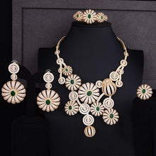 Load image into Gallery viewer, GODKI Super Luxury Poppy Flower Cubic Zircon Earring Necklace Set Indian Birdal Jewelry sets For Women African Beads Jewelry Set