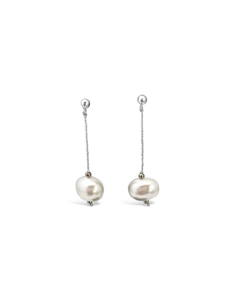 Pèrle White & Silver Shell Pearl Earrings